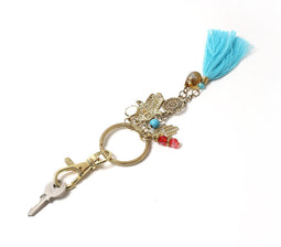 Gold-Toned Iron Charms & Tassel Keychain