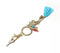 Gold-Toned Iron Charms & Tassel Keychain