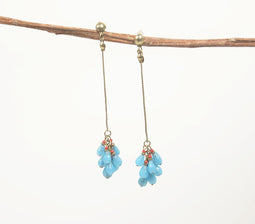 Gold-Toned Iron & Glass Beads Drop Earrings