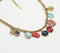 Gold-Toned Iron & Glass Stones Necklace with Extension Chain Q