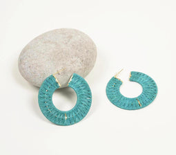 Gold-Toned Iron Teal Huggie Earrings