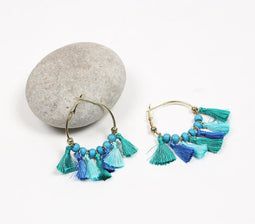 Gold-Toned Iron Tasseled Hoop Earrings
