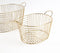 Gold-Toned Iron Striped Baskets (Set of 2)