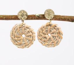 Gold-Toned Metal & Bamboo Swirl Drop Earrings