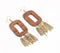 Gold-Toned Iron & Wooden Shoulder-Duster Earrings