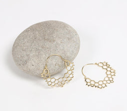 Gold-Toned Recycled Brass Honeycomb Drop Earrings