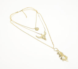 Gold-Toned Iron Layered Necklace with Extension Chain