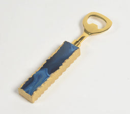 Gold-Toned Stainless Steel Bottle Opener with Agate Handle
