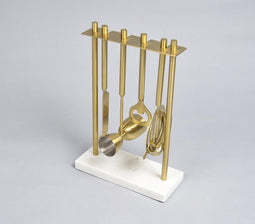 Gold-Toned Stainless Steel Bar Tools with Stand (Set of 4)