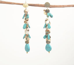 Gold-Toned Iron, Sequin & Clay Shoulder-Duster Earrings