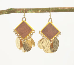 Gold-Toned Iron Textured Coins Dangle Earrings