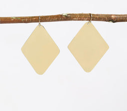 Gold-Toned Recycled Brass Rhombic Dangle Earrings