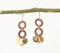 Gold-Toned Iron & Wooden Rings Dangle Earrings