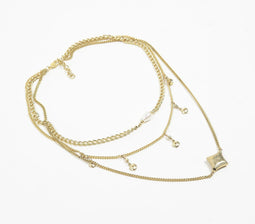 Gold-Toned Metal Floral Layered Necklace
