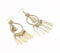 Gold-Toned Metal & Yarn-Tasseled Dangle Earrings