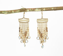 Gold-Toned Studded Chandelier Earrings