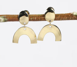 Gold-Toned Recycled Brass Minimal Drop Earrings