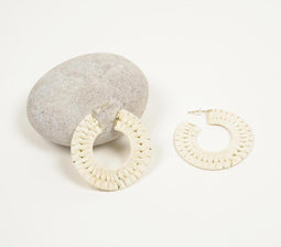 Gold-Toned Iron White Huggie Earrings