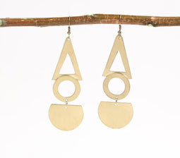 Gold-Toned Metal Geometric Dangle Earrings
