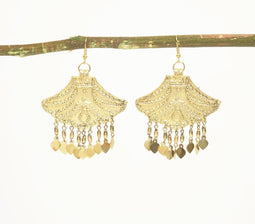 Gold-Toned Textured Chandelier Earrings