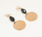 Gold-Toned Textured Black Dangle Earrings