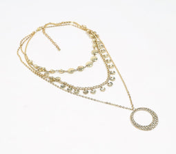 Hammered Gold-Toned Iron Layered Necklace