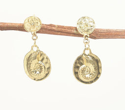 Gold-Toned Textured Drop Earrings
