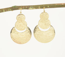 Gold-Toned Textured Brass Statement Dangle Earrings