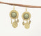 Gold-Toned Textured Alloy & Green Resin Dangle Earrings