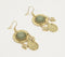 Gold-Toned Textured Alloy & Green Resin Dangle Earrings