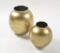Gold-Toned Iron Round Vases (Set of 2)