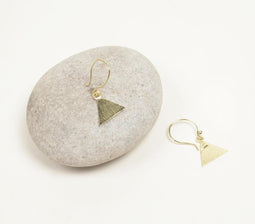 Gold-Toned Textured Metallic Triangular Wire-Hook Earrings