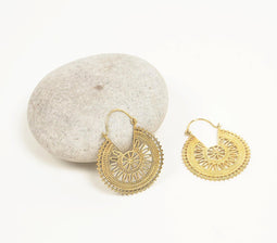 Gold-Toned Wheel-Filigree Hoop Earrings
