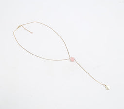 Gold-Toned Recycled Brass & Rose-Quartz Lariat Necklace