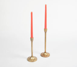 Golden Lacquered Aluminium Candle Holders (Set of 2)