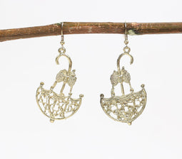 Golden-Toned Umbrella Bow Earrings
