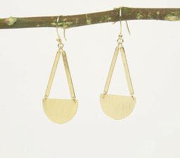 Gold-Toned Textured Zinc & Brass Geometric Dangle Earrings