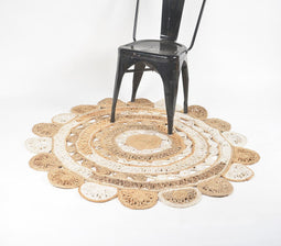 Hand Braided Concentric Floral Jute Rug