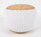 Hand Braided Jute & Daisy White Cotton Pouf