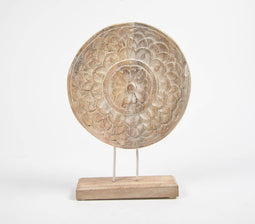 Hand Carved Earthy Wooden Tabletop Showpiece