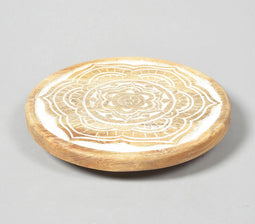Hand Carved Mango Wood Mandala Trivet