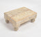 Hand Carved White-Distressed Wooden Floral Stool