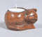 Hand carved Sleeping Cat Wooden Tealight Holder