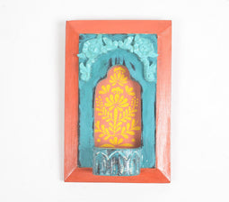 Hand Carved Teal & Orange Jharoka Wall Frame