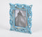 Hand Carved Mango Wood Distress Blue Photo Frame