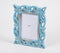 Hand Carved Mango Wood Distress Blue Photo Frame