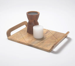 Hand Cut Mango Wood Tray With Handles
