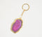Hand Cut Pink Agate Keychain