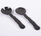 Hand Carved Wavy MDF Noir Salad Servers (set of 2)