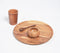 Hand Cut Acacia Wood Set of Plate, Spoon, Bowl & Glass